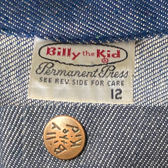 Vintage Jacket Billy the Kid Size 10 - 12 Boy Girl 70s Dagger Collar Denim Jeans - Picture 8 of 8